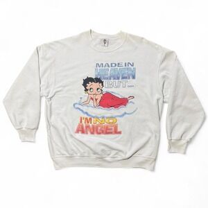 Vintage 2003 Betty Boop I'm No Angel Glitter Graphic Pullover Crewneck 24x27 XL